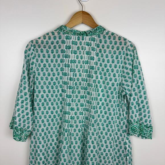 House of Pom Womens Floral Mini Dress in Green Sz XS Sheer Lightweight Boho - Picture 8 of 13